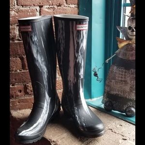 Hunter black tall boots